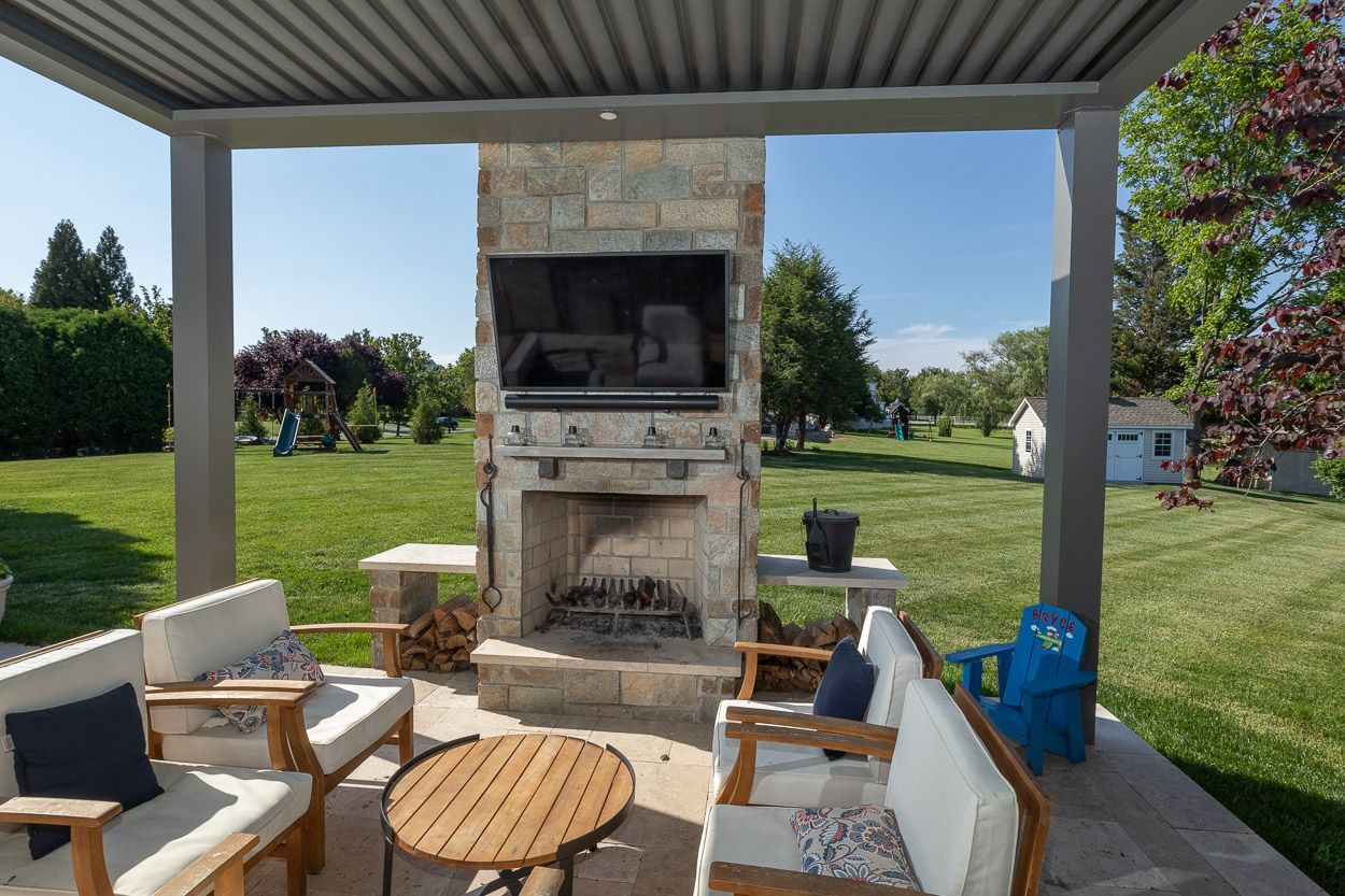 Outdoor fireplace and grill installation in Maryland by eos Outdoor Services
